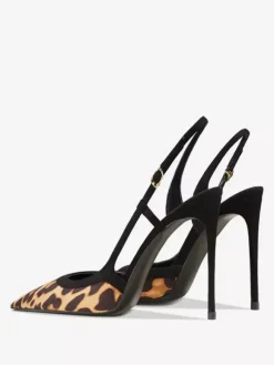 High Heel Pumps Women's Pointed Toe Leopard Slingback Dress Shoes