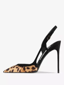 High Heel Pumps Women's Pointed Toe Leopard Slingback Dress Shoes