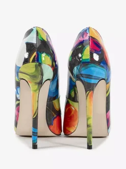 High Heel Pumps Women's Pointed Toe Patterned Slip On Dress Shoes