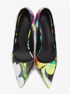 High Heel Pumps Women's Pointed Toe Patterned Slip On Dress Shoes