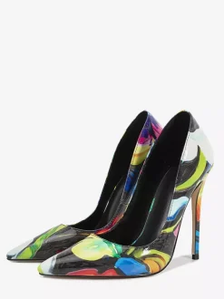 High Heel Pumps Women's Pointed Toe Patterned Slip On Dress Shoes