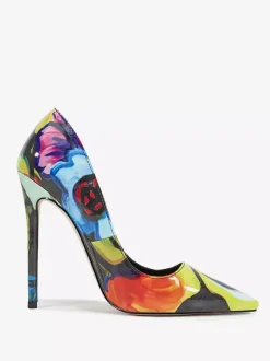 High Heel Pumps Women's Pointed Toe Patterned Slip On Dress Shoes