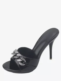 High Heel Sandal Slides Open Toe Rhinestones Sandal Slippers