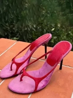 High Heel Sandal Slides Women's Thong Strappy Stiletto Heel Sandal Shoes