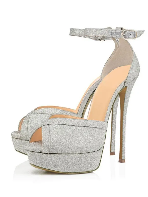 High Heel Sandals Black Polyester Peep Toe Prom shoes Women Party Shoes