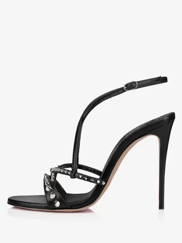 High Heel Sandals Studs Open Toe Strappy Party Shoes For Women