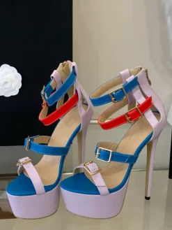 High Heel Sexy Sandals Platform Open Toe Buckle Detail Strappy Sandal Shoes