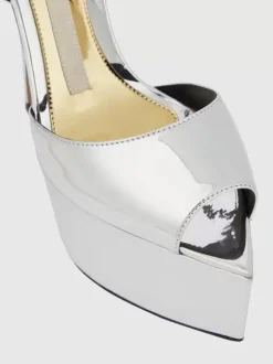 High Heel Sexy Sandals Silver PU Leather Pointed Toe Buckle Sexy Shoes
