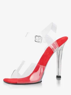 High Heel Sexy Sandals Transparent PVC Upper Peep Toe 0.4" Buckle 4.7" Sexy Shoes
