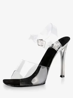 High Heel Sexy Sandals Transparent PVC Upper Peep Toe 0.4" Buckle 4.7" Sexy Shoes