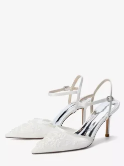 High Heel Wedding Shoes Pointed Toe Beaded Bridal Shoes