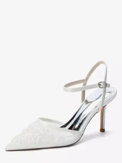 High Heel Wedding Shoes Pointed Toe Beaded Bridal Shoes