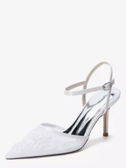 High Heel Wedding Shoes Pointed Toe Beaded Bridal Shoes