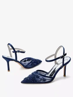 High Heel Wedding Shoes Pointed Toe Beaded Bridal Shoes