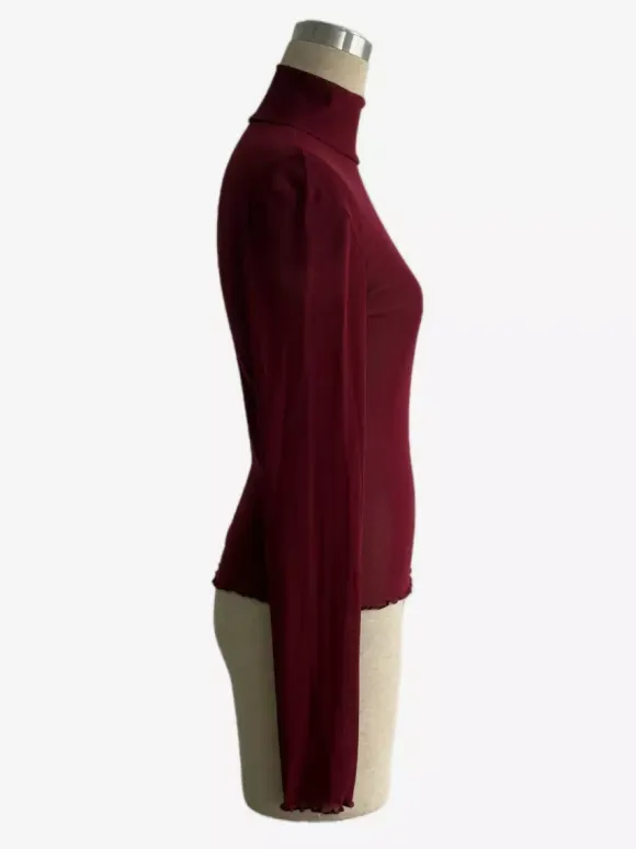 High Neck Long Sleeve Mesh Base Layer Top With Lettuce Edge For Women 2026