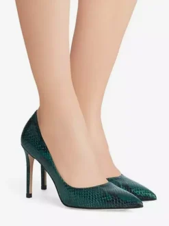 High Heek Pumps Women's Pointed Toe Snake Pattern Slip On Shoes