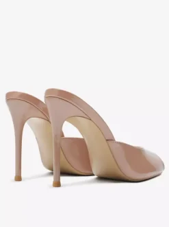 High Heel Mules Peep Toe Black Stiletto Heel Backless Sandals