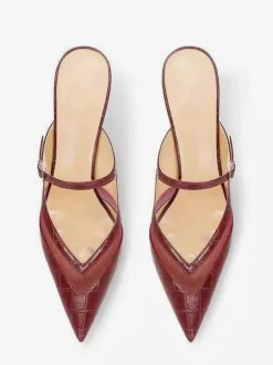 High Heel Mules Stone Pattern Stiletto Heel Slip On Shoes
