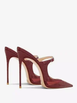 High Heel Mules Stone Pattern Stiletto Heel Slip On Shoes