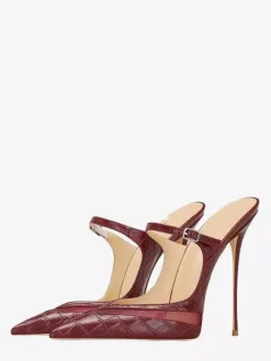 High Heel Mules Stone Pattern Stiletto Heel Slip On Shoes