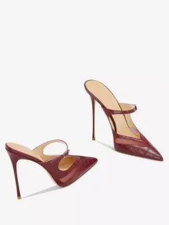 High Heel Mules Stone Pattern Stiletto Heel Slip On Shoes