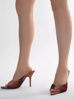 High Heel Mules Women's Open Toe Ruched Stiletto Heel Mule Shoes