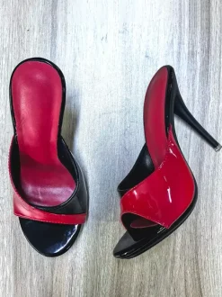 High Heel Mules Women's Patchwork Open Toe Stiletto Heel Bakcless Sandals