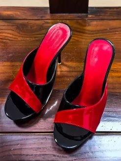 High Heel Mules Women's Patchwork Open Toe Stiletto Heel Bakcless Sandals