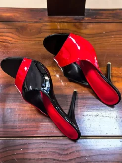 High Heel Mules Women's Patchwork Open Toe Stiletto Heel Bakcless Sandals