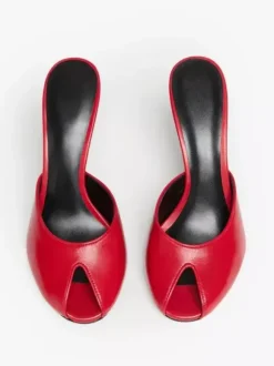 High Heel Mules Women's Peep Toe Stiletto Heel Backless Pumps