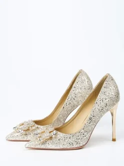 High Heel Party Shoes Glitter Pointed Toe Rhinestones Prom shoes