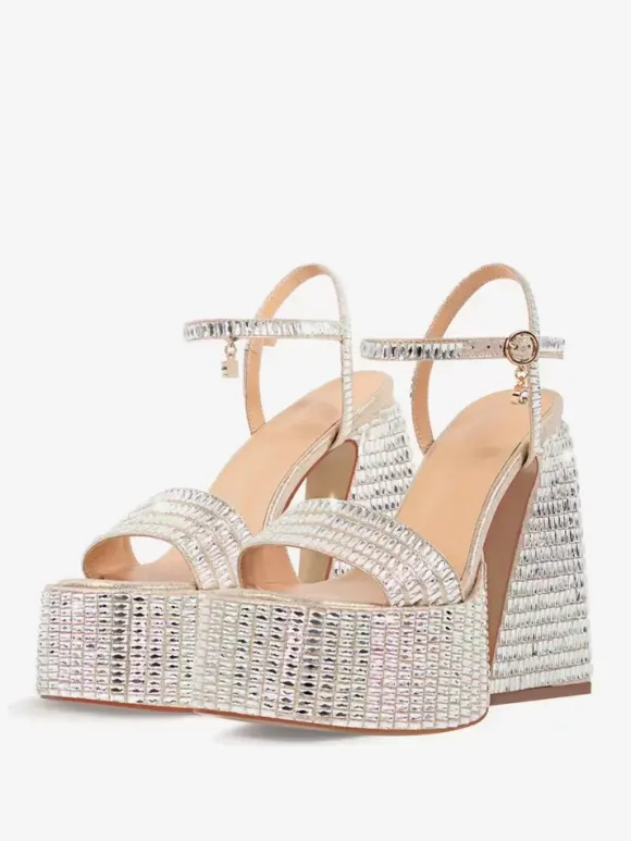 High Heel Party Shoes Platform Open Toe Ankle Strap Block Heel Sandals