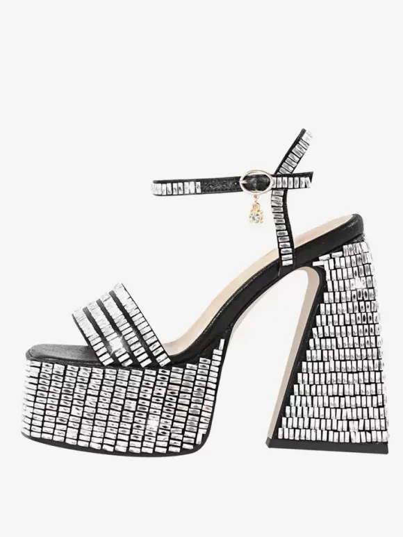 High Heel Party Shoes Platform Open Toe Ankle Strap Block Heel Sandals