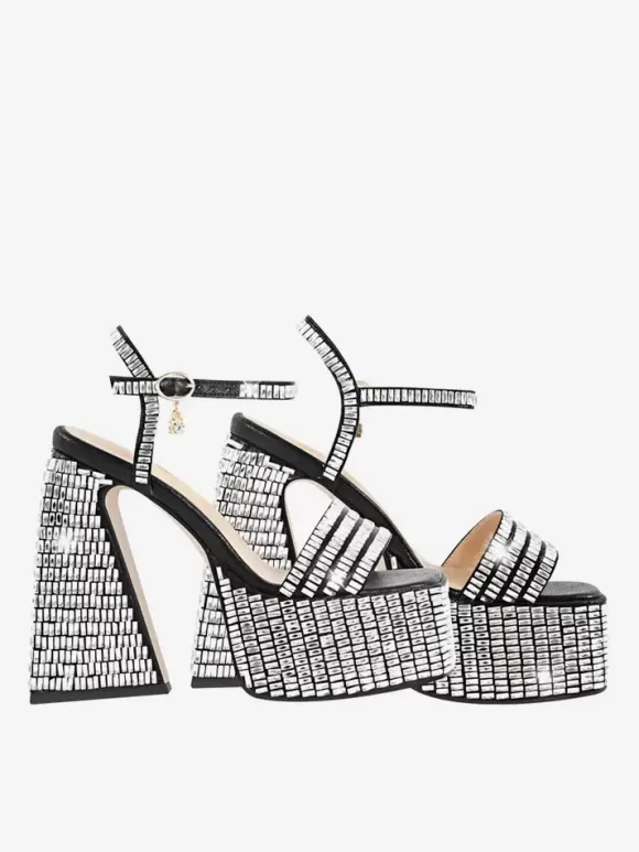 High Heel Party Shoes Platform Open Toe Ankle Strap Block Heel Sandals