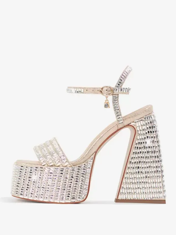 High Heel Party Shoes Platform Open Toe Ankle Strap Block Heel Sandals