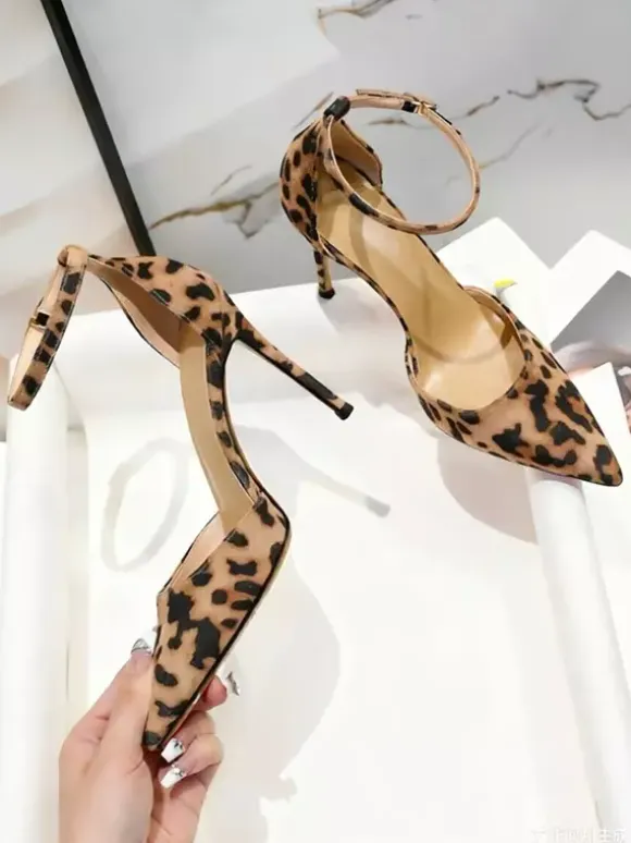 High Heel Pumps Pointed Toe Leopard Stiletto Heel Pumps