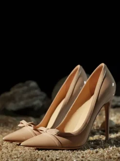 High Heel Pumps Women's Pointed Toe Bow Slip On Dress Shoes