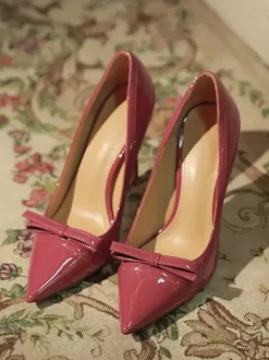 High Heel Pumps Women's Pointed Toe Bow Slip On Dress Shoes