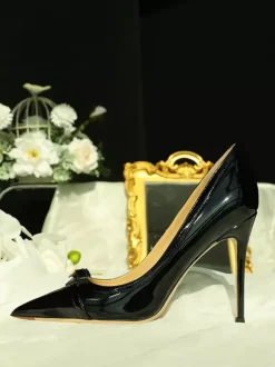 High Heel Pumps Women's Pointed Toe Bow Slip On Dress Shoes