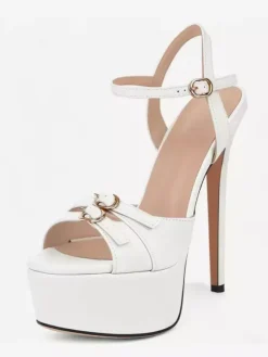 High Heel Sadnals Platform Open Toe Buckle Detail Party Shoes
