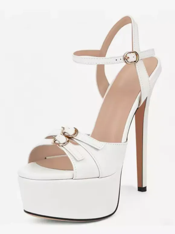High Heel Sadnals Platform Open Toe Buckle Detail Party Shoes