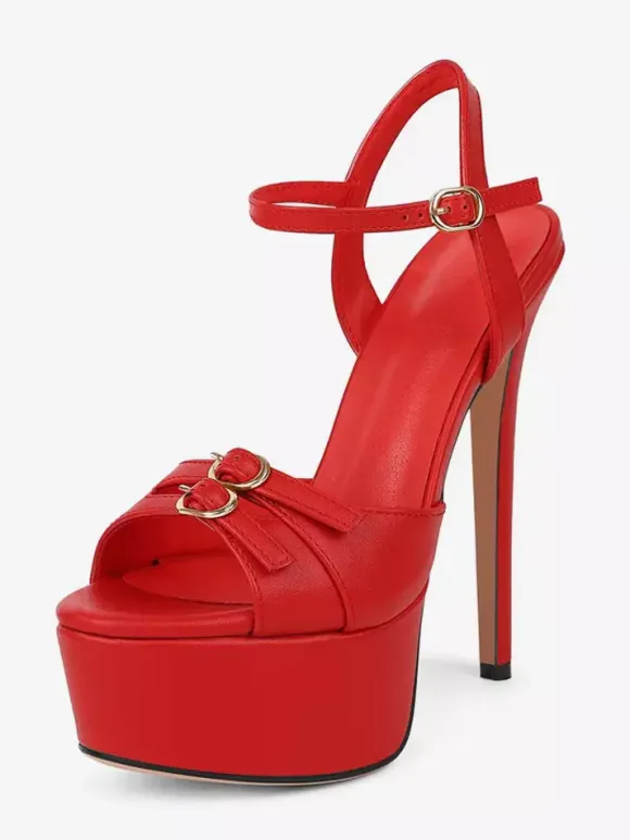 High Heel Sadnals Platform Open Toe Buckle Detail Party Shoes
