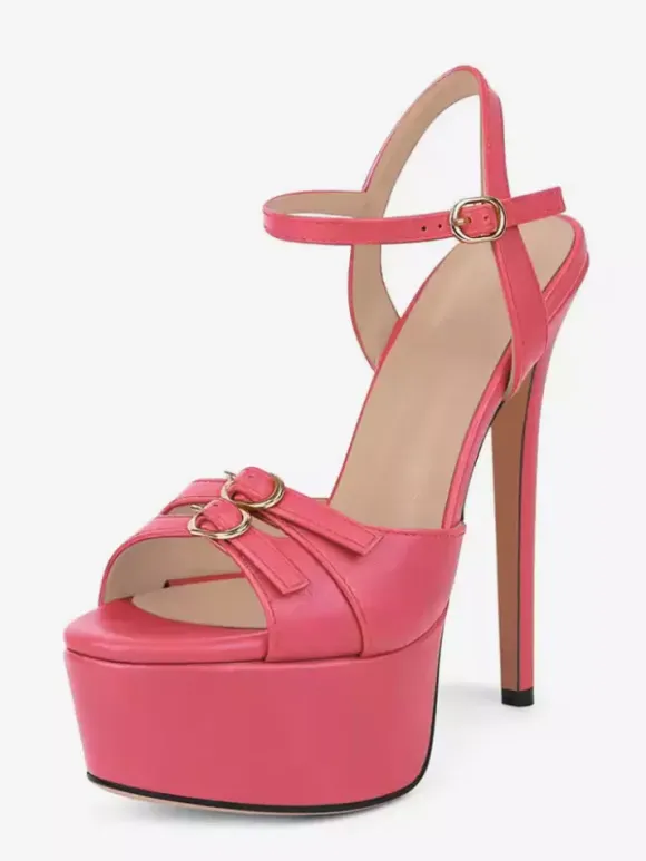 High Heel Sadnals Platform Open Toe Buckle Detail Party Shoes
