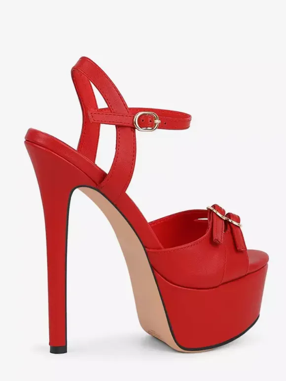 High Heel Sadnals Platform Open Toe Buckle Detail Party Shoes