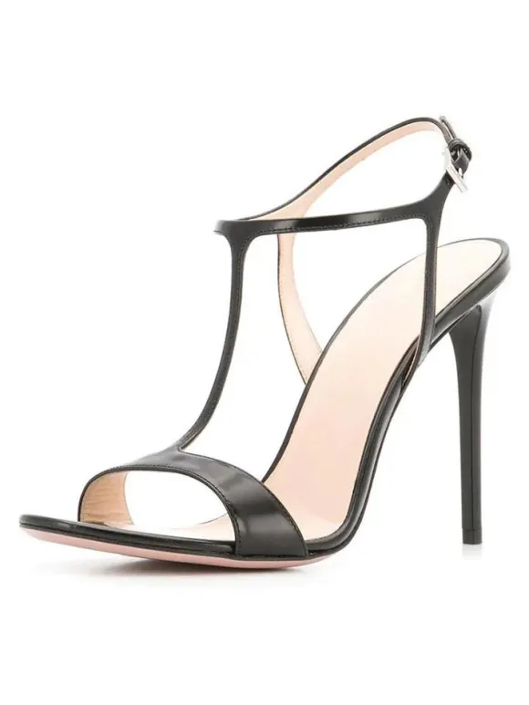 High Heel Sandals Black Patent PU Upper Round Toe Prom shoes Women Party Shoes