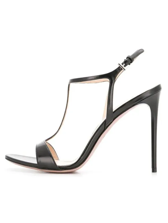 High Heel Sandals Black Patent PU Upper Round Toe Prom shoes Women Party Shoes