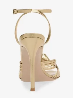 High Heel Sandals Gold Metallic Knotted Designed Prom Shoes Women Party Shoes