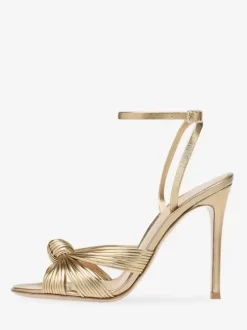 High Heel Sandals Gold Metallic Knotted Designed Prom Shoes Women Party Shoes