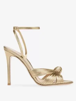 High Heel Sandals Gold Metallic Knotted Designed Prom Shoes Women Party Shoes