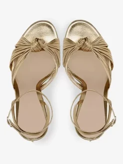 High Heel Sandals Gold Metallic Knotted Designed Prom Shoes Women Party Shoes